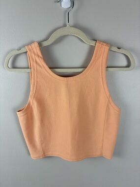 Lululemon Ribbed Softstreme Cropped Tank Top Peach Bellini Sz 6